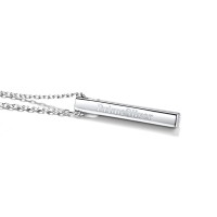 PrimeSilver Personalized Bar Necklace 925 Sterling Silver Custom Couple/Lover Name Engraving Bar Pendant Jewelry Birthday